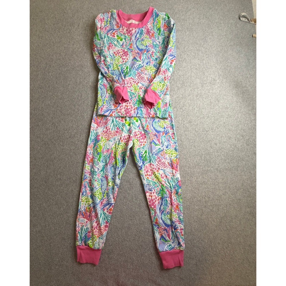 Lilly Pulitzer Pottery Barn Kids Mermaid Pajama Set Pink Blue Girls Size 4